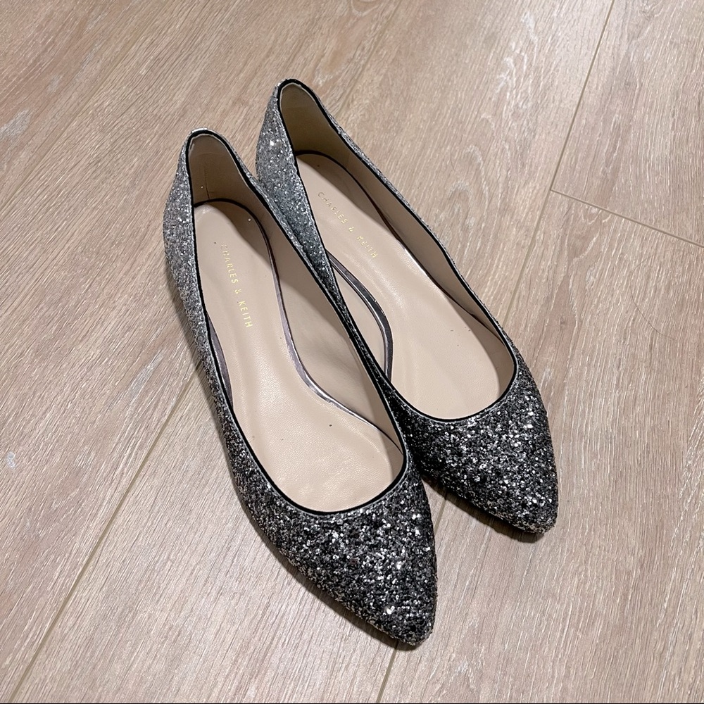 Charles&Keith Glitter Gem-Embellished Flats